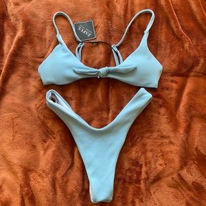 Zaful blue ribbed bikini